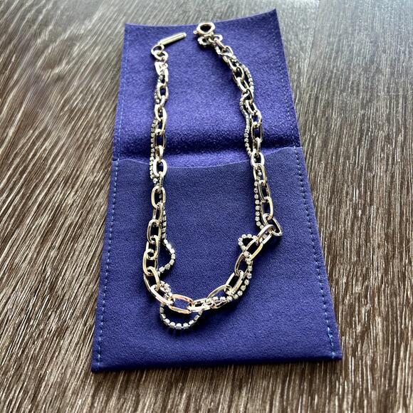 EUC Justine Clenquet Kirsten Necklace Two-Tone Layered Chain Crystal Gold Silver - Picture 6 of 16